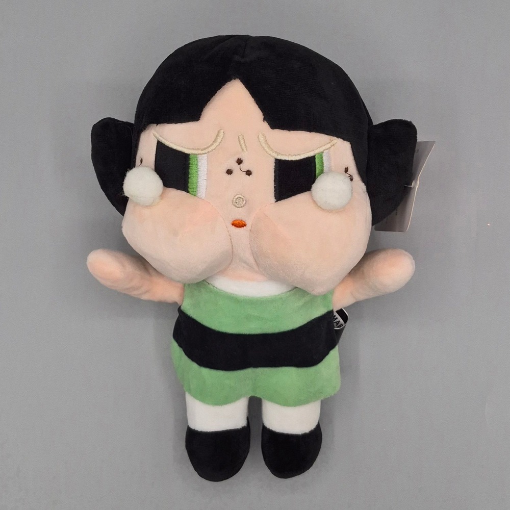 Pop Mart Crybaby x Powerpuff Girls Buttercup Plush Doll Green Black Designer Toy